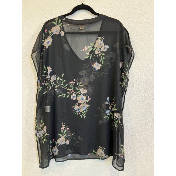 O'Neill Sheer Cover Up Black Floral Print Womens Size XS a551 - Picture 3 of 4